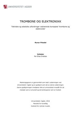 Trombone Og Elektronikk