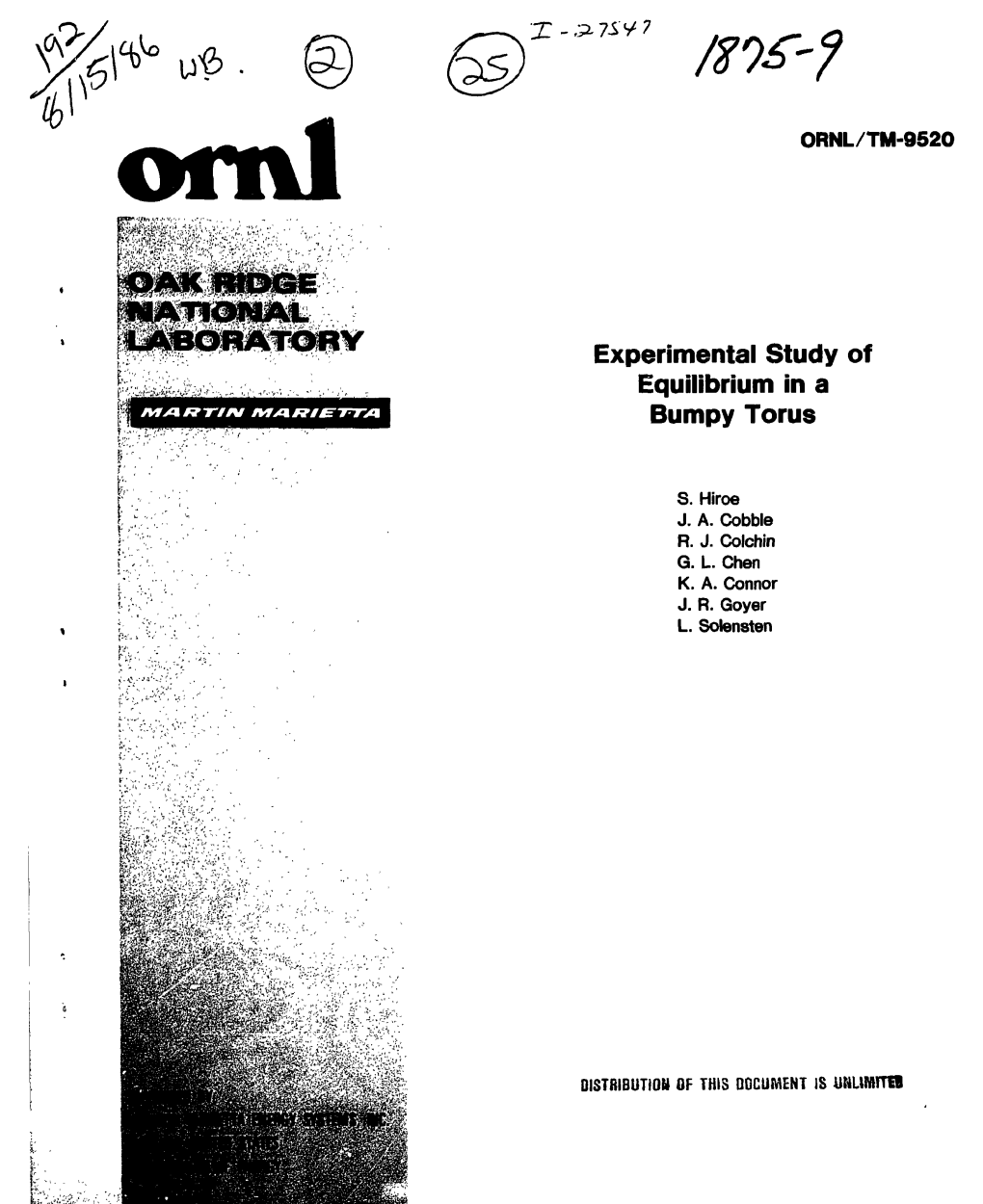 Experimental Study of Equilibrium in a Bumpy Torus