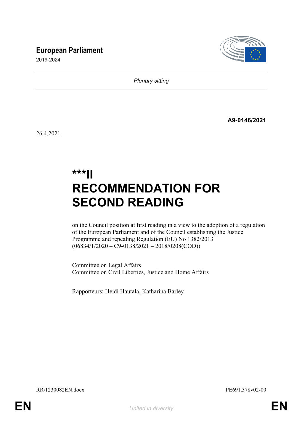 En En ***Ii Recommendation for Second Reading