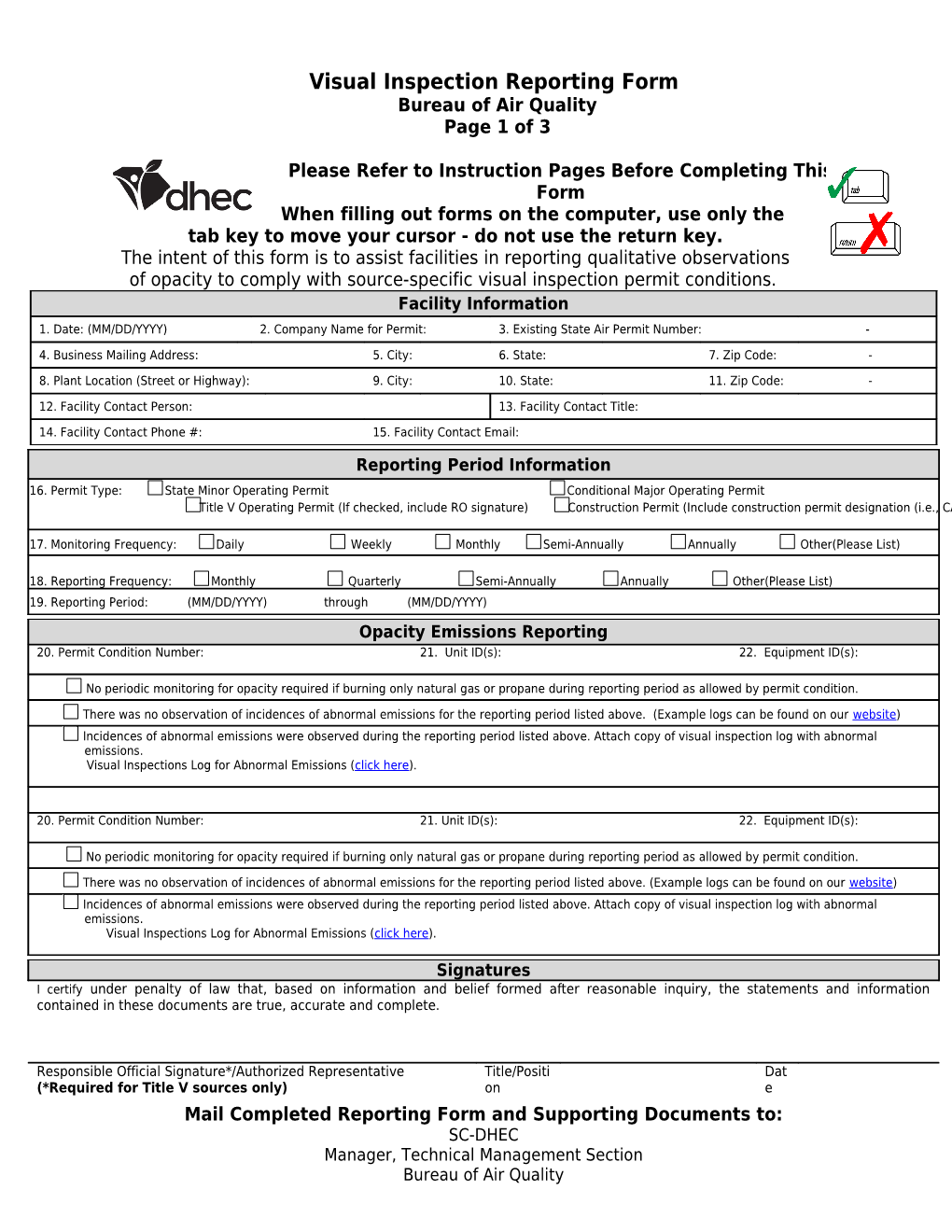 Form a - Facility Profile