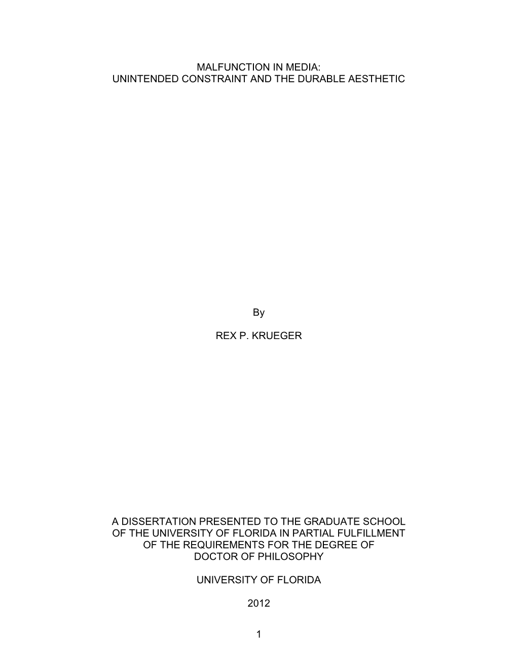 University of Florida Thesis Or Dissertation Formatting Template