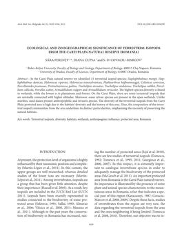 Ecological and Zoogeographical Significance of Terrestrial Isopods from the Carei Plain Natural Reserve (Romania)