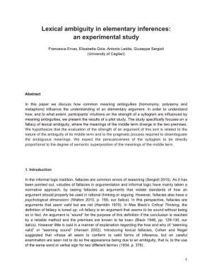Lexical Ambiguity in Elementary Inferences: an Experimental Study