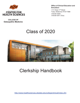 Class of 2020 Clerkship Handbook