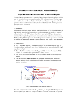 High Harmonic Generation and Attosecond Physics