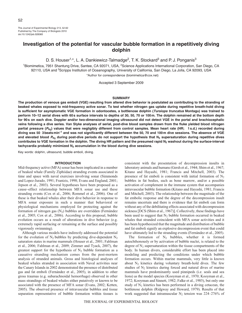 Investigation of the Potential for Vascular Bubble Formation in a Repetitively Diving Dolphin