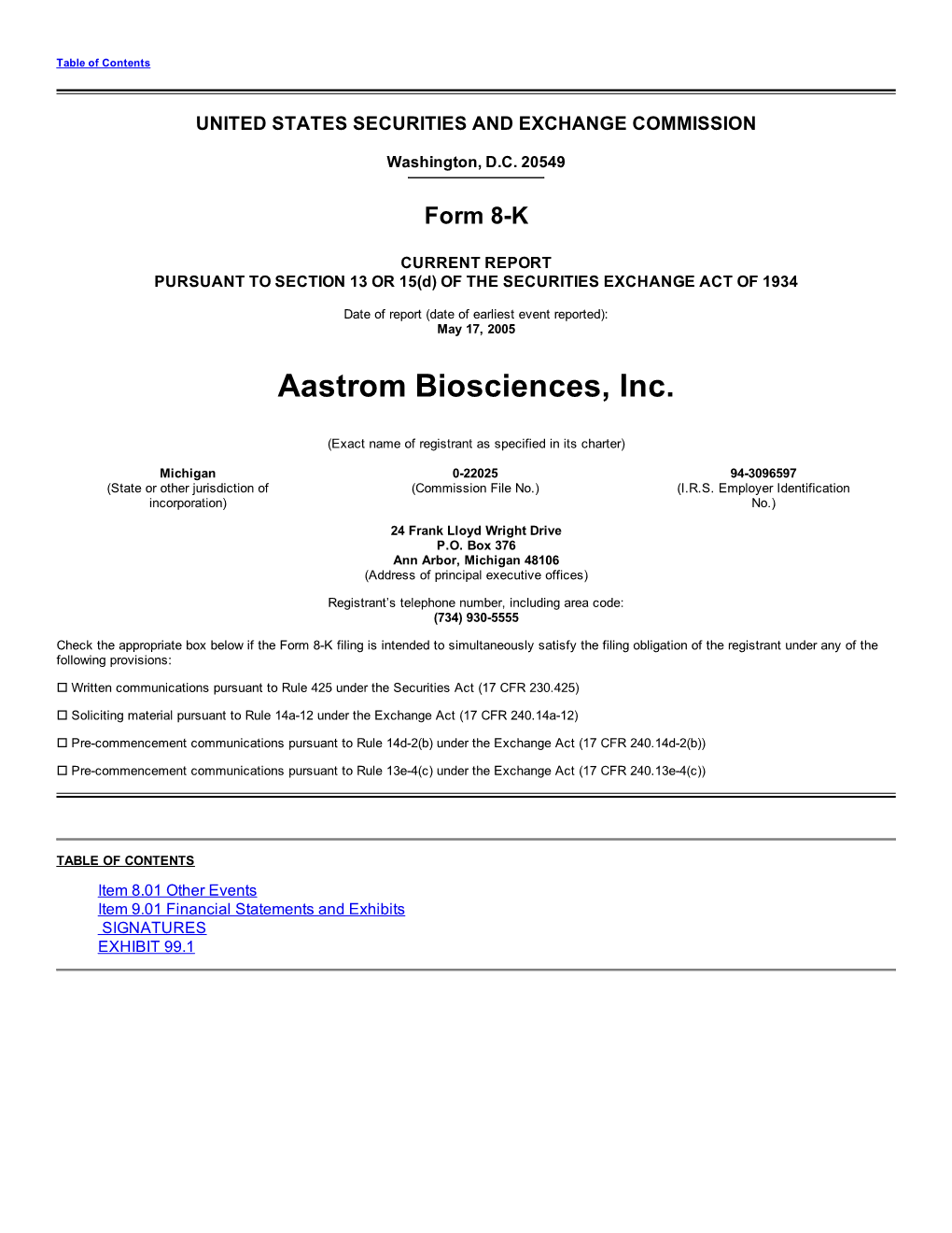 Aastrom Biosciences, Inc