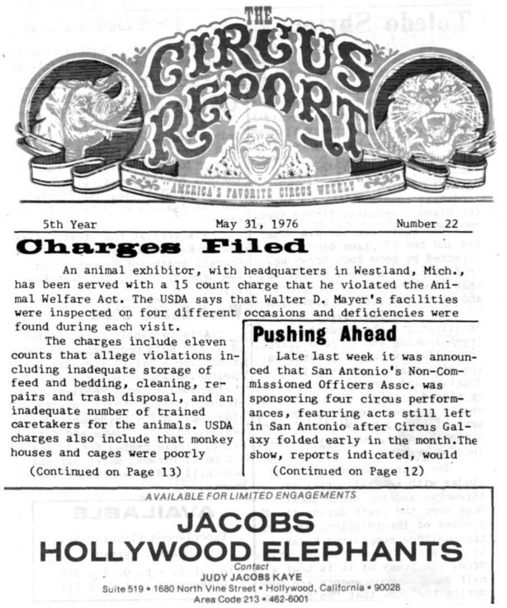 Circus Report, May 31, 1976, Vol. 5, No. 22
