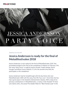 Jessica Andersson Is Ready for the Final of Melodifestivalen 2018