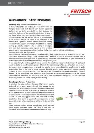 Laser Scattering – a Brief Introduction