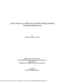 Lahr, Germany, As a Microcosm of Urban Change Examined Through the Retail Sector