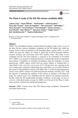 The Phase a Study of the ESA M4 Mission Candidate ARIEL