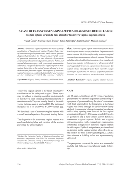 A Case of Transverse Vaginal Septum Diagnosed During Labor.Fh10