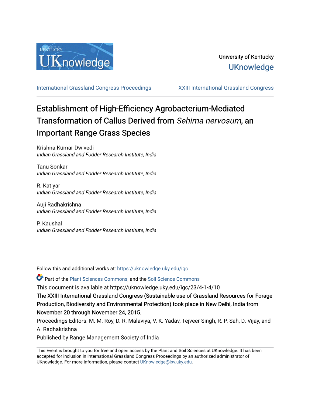 Establishment of High-Efficiency Agrobacterium-Mediated Transformation of Callus Derived from &lt;Em&gt;Sehima Nervosum&lt;/Em&G