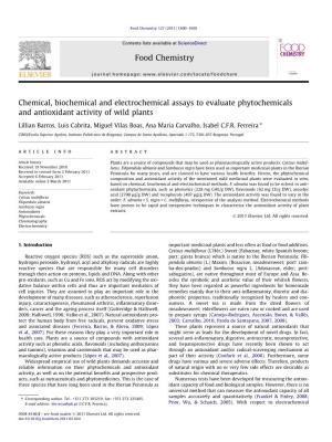 Chemical, Biochemical and Electrochemical Assays to Evaluate Phytochemicals and Antioxidant Activity of Wild Plants