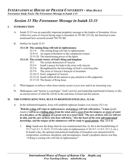 FST11.The Forerunner Message in Isaiah 32-33.Updated