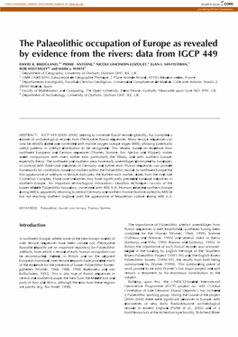 The Palaeolithic Occupation of Europe As Revealed by Evidence from the Rivers: Data from IGCP 449