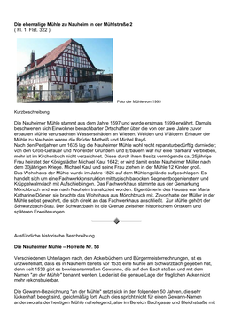 ( Fl. 1, Flst. 322 ) Die Nauheimer Mühle Stammt Aus Dem Jahre 1597 Und Wu