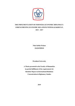 Strengthening Economic Relations with Kazakhstan, 2015 – 2017