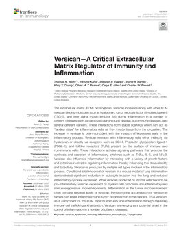 Versican—A Critical Extracellular Matrix Regulator of Immunity and Inﬂammation