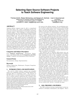 Selecting Open Source Software Projects to Teach Software Engineering