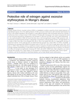 Protective Role of Estrogen Against Excessive Erythrocytosis in Monge's