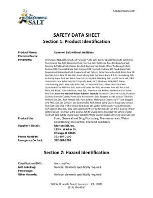 SAFETY DATA SHEET Section 1: Product Identification