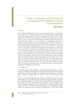 People's Livelihoods and Involvement in Co-Management of Madhupur National Park, Bangladesh
