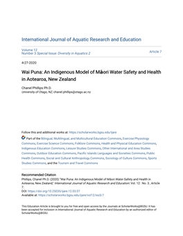 An Indigenous Model of Māori Water Safety and Health Wai Puna