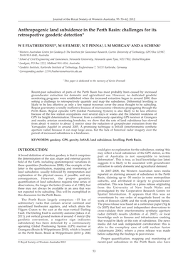 Anthropogenic Land Subsidence in the Perth Basin: Challenges for Its Retrospective Geodetic Detection*