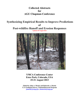 Synthesizing Empirical Results to Improve Predictions of Post-Wildfire Runoff and Erosion Responses Updated: 09 August 2013