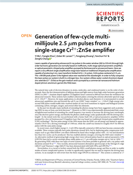 Generation of Few-Cycle Multi-Millijoule 2.5 Μm Pulses from A
