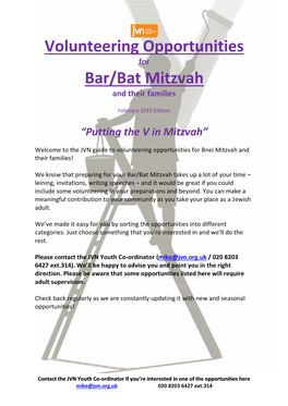 Volunteering Opportunities Bar/Bat Mitzvah