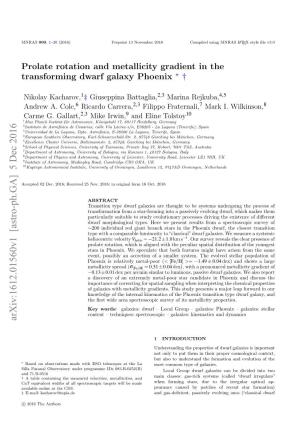 Prolate Rotation and Metallicity Gradient in the Transforming Dwarf Galaxy Phoenix ? †