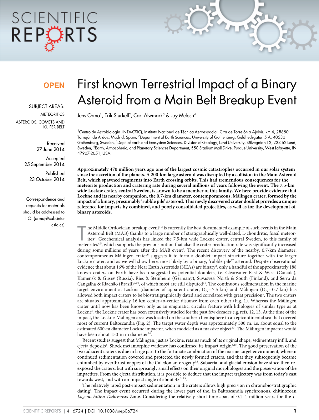 First Known Terrestrial Impact of a Binary Asteroid from a Main Belt