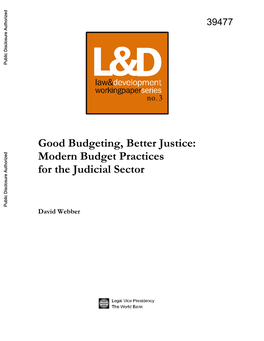 Good Budgeting, Better Justice: Modern Budget Practices for the Judicial Sector
