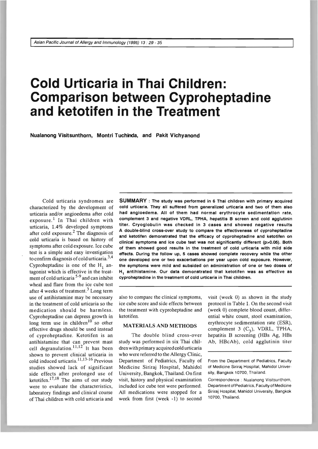 Comparison Between Cyproheptadine and Ketotifen in the Treatment