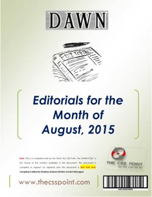 Editorials for the Month of August, 2015