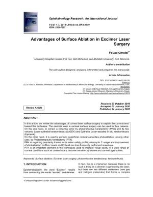 Advantages of Surface Ablation in Excimer Laser Surgery
