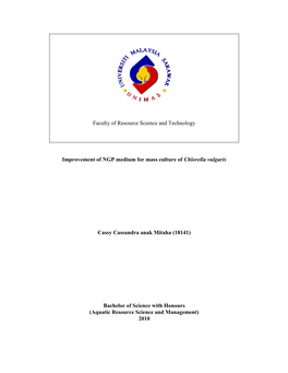 Improvement of NGP Medium for Mass Culture of Chlorella Vulgaris Cassy