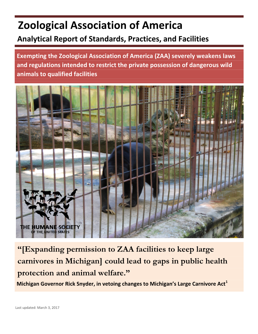 Exempting the Zoological Association of America (ZAA)