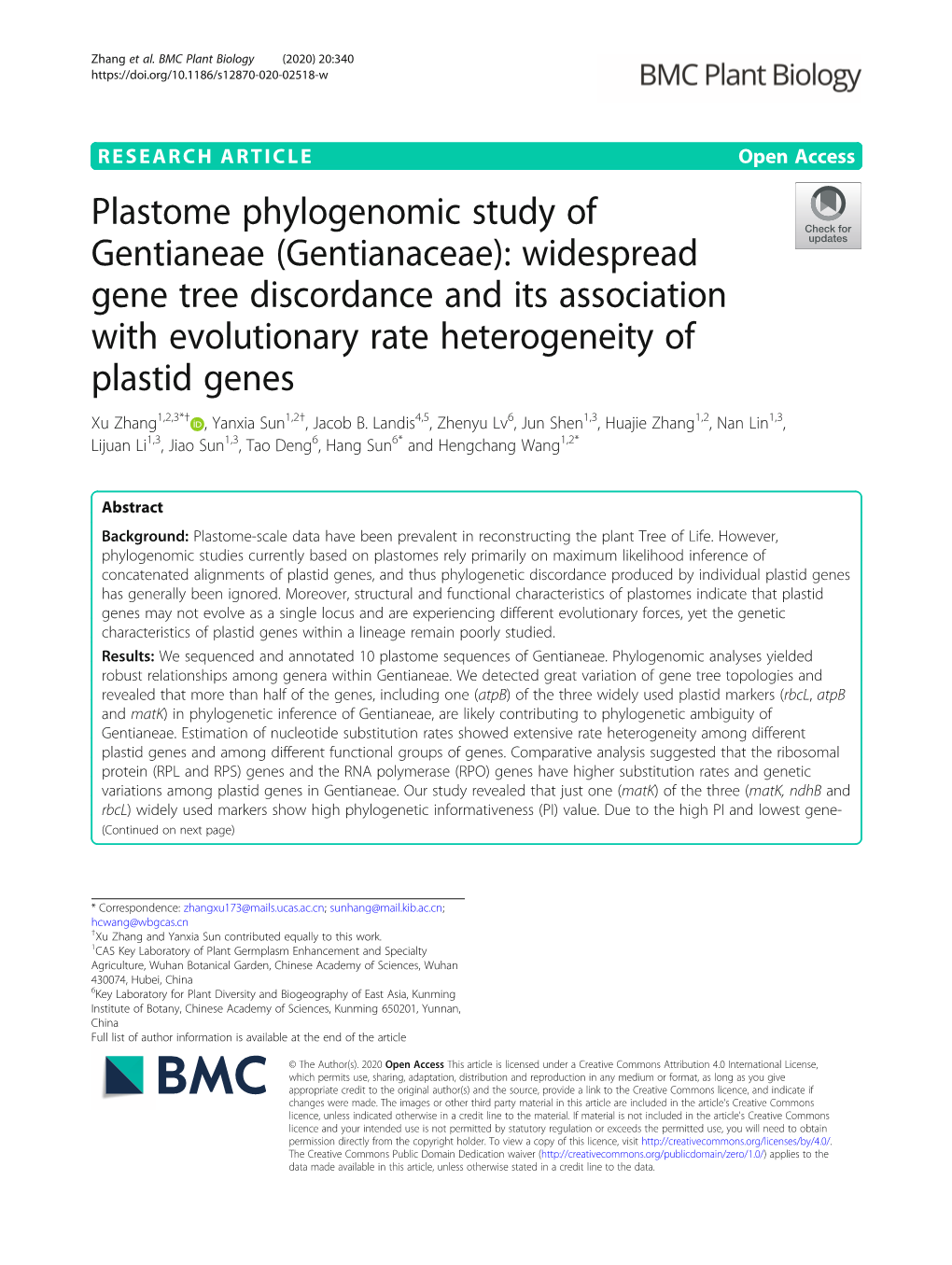 Plastome Phylogenomic Study of Gentianeae (Gentianaceae