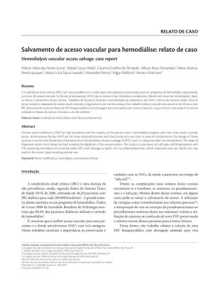 Hemodialysis Vascular Access Salvage: Case Report