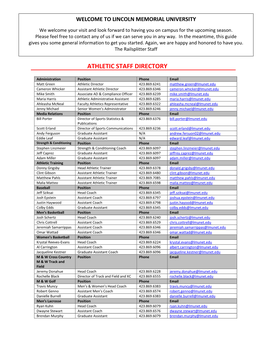 Athletic Staff Directory