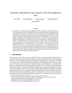 Geometric Algorithms for the Analysis of 2D–Electrophoresis Gels