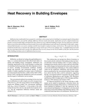 Heat Recovery in Building Envelopes