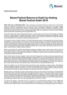 Biznet Festival Returns to Kediri by Holding Biznet Festival Kediri 2019