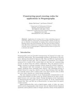 Constructing Good Covering Codes for Applications in Steganography