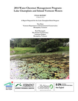 2014 Water Chestnut Management Program: Lake Champlain and Inland Vermont Waters