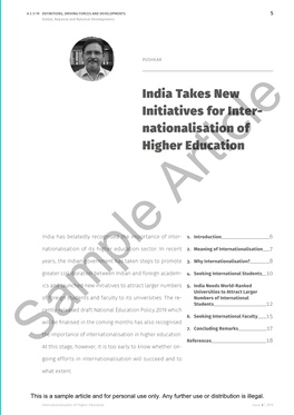 India Takes New Initiatives for Internationalisation of Higher Education